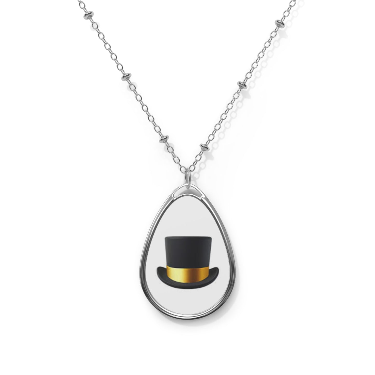 Elegant Oval Necklace with Top Hat Design, Unique Fashion Jewelry